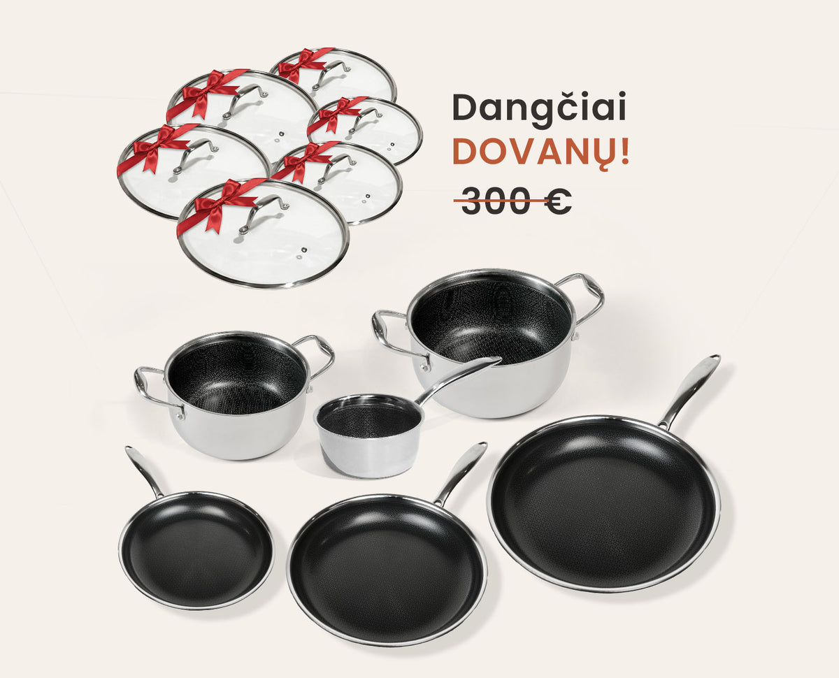 12 dalių Hoto™ keptuvių ir puodų rinkinys